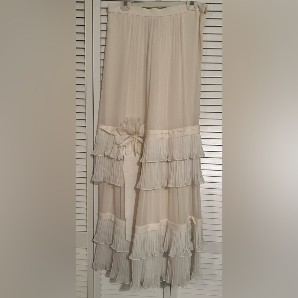 BHLDN There Is Only You & Me Lace Cream/Ivory Tiered Ruffle Skirt Size 12